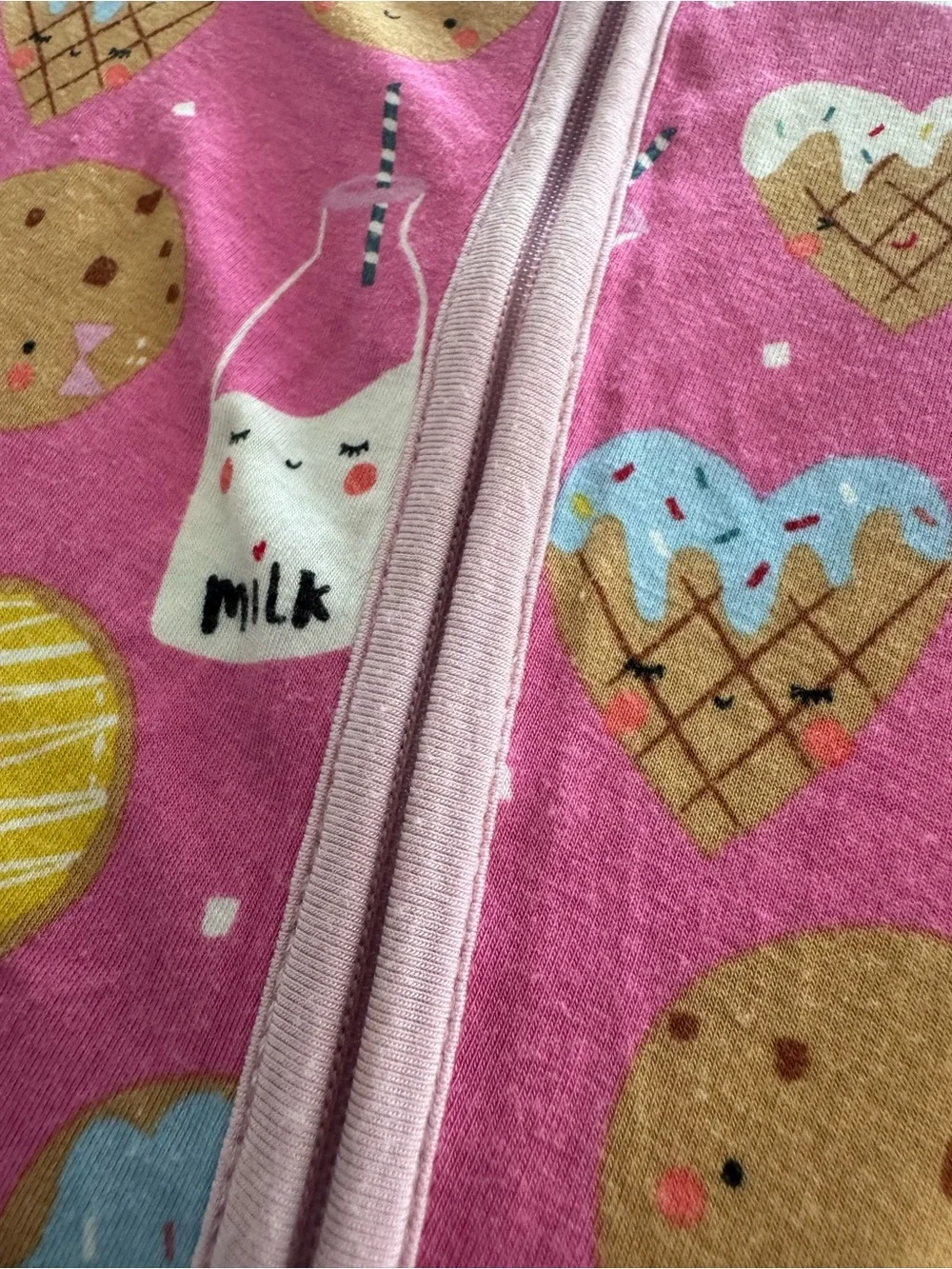 Little Sleepies pink Cookies & Milk Shorty Romper - 12-18m